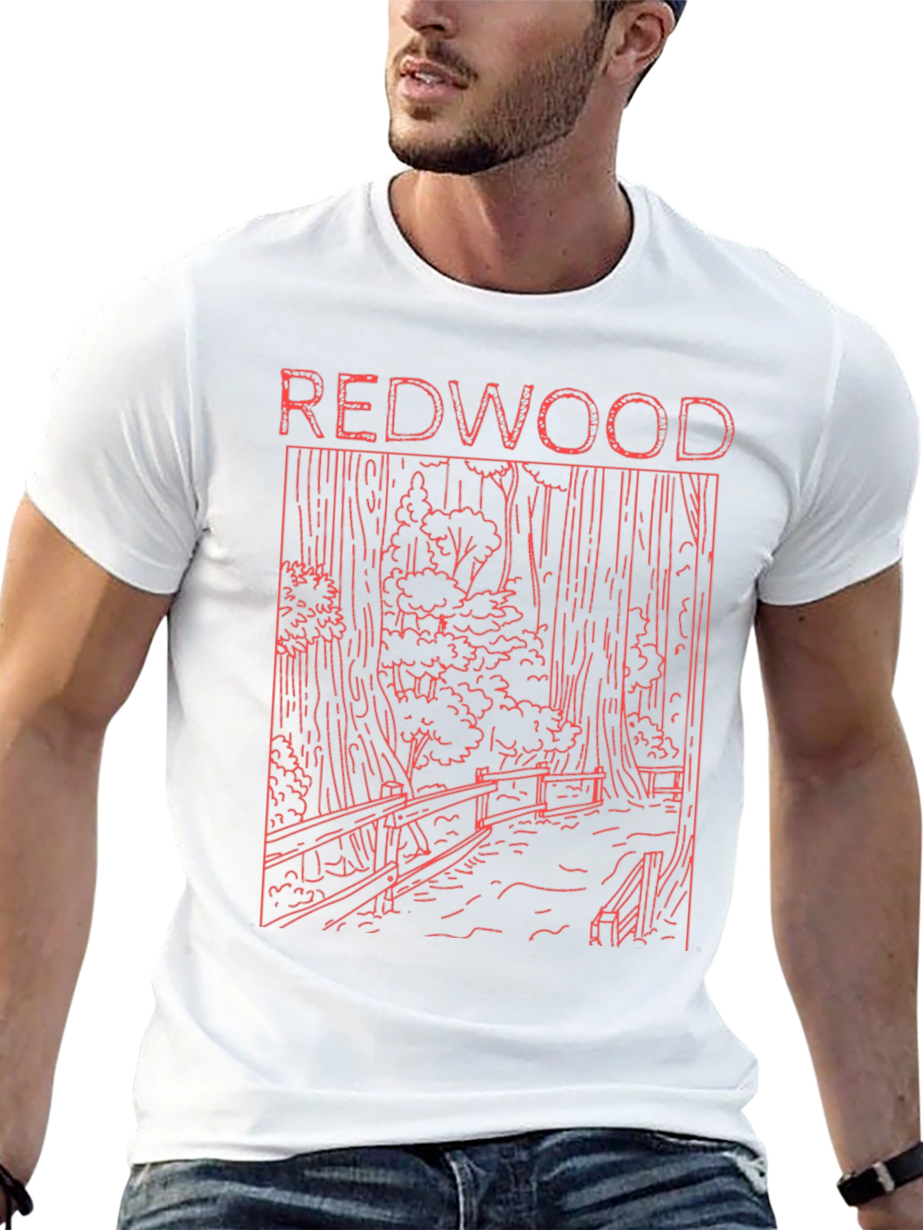 Redwood Forest Graphic Print Black T-Shirt