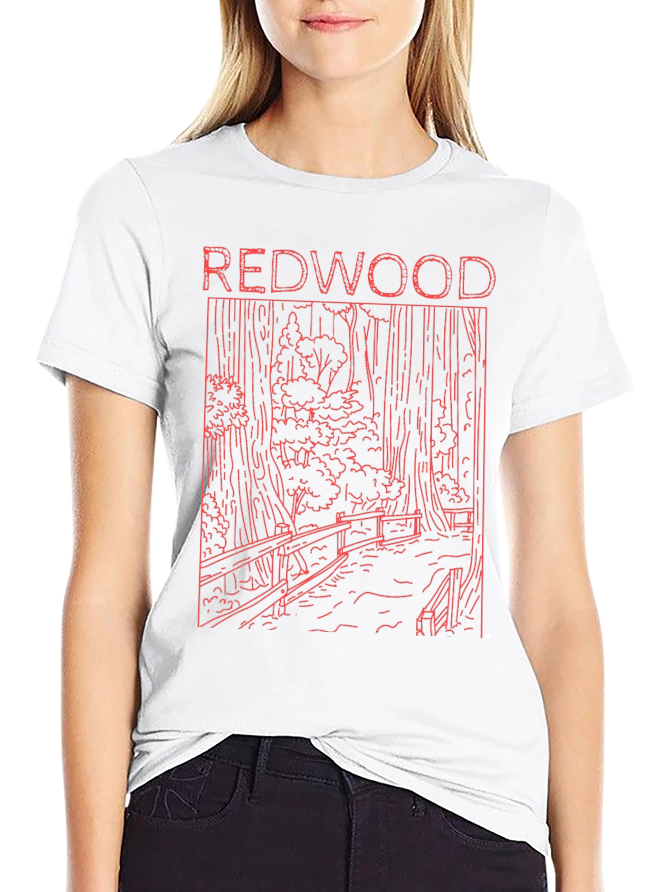 Redwood Forest Graphic Print Black T-Shirt