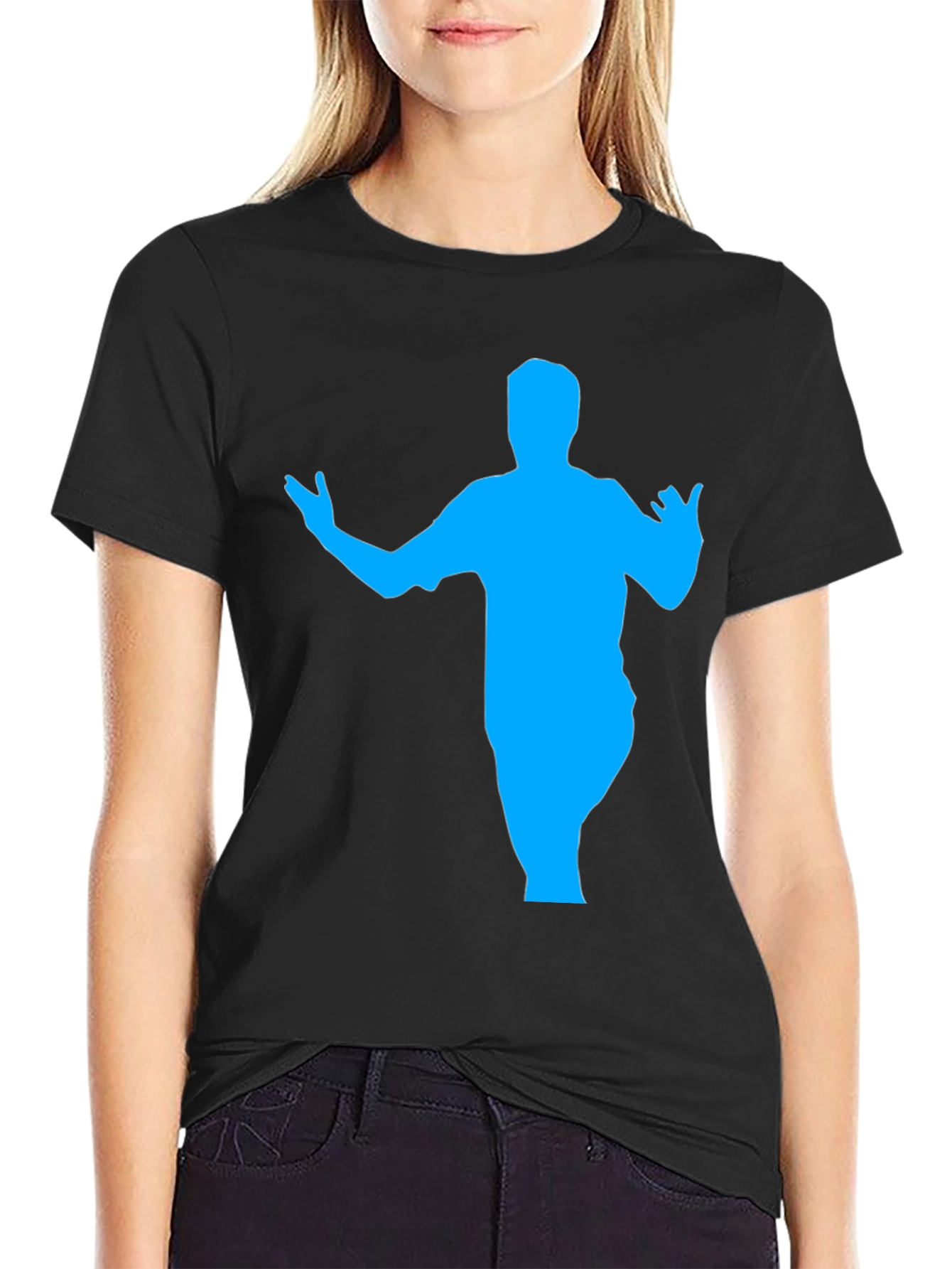 Silhouette Graphic Tee - Bold Blue Design on Black