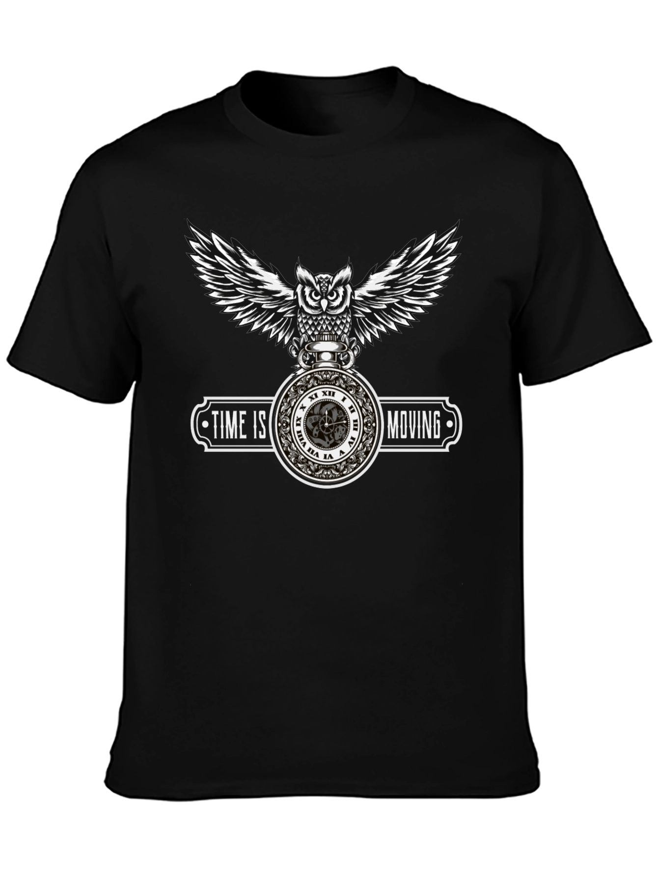 Time Is Moving Owl Graphic T-Shirt
