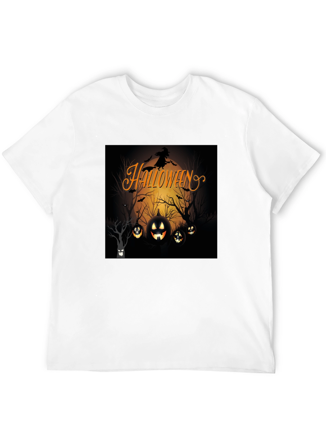 Halloween Witch and Pumpkins Black T-Shirt