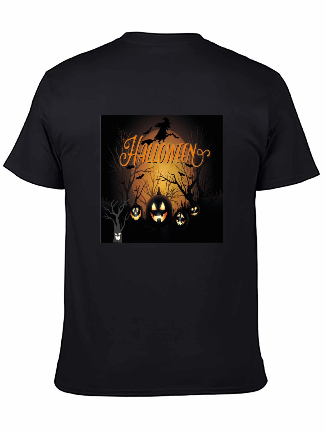 Halloween Witch and Pumpkins Black T-Shirt