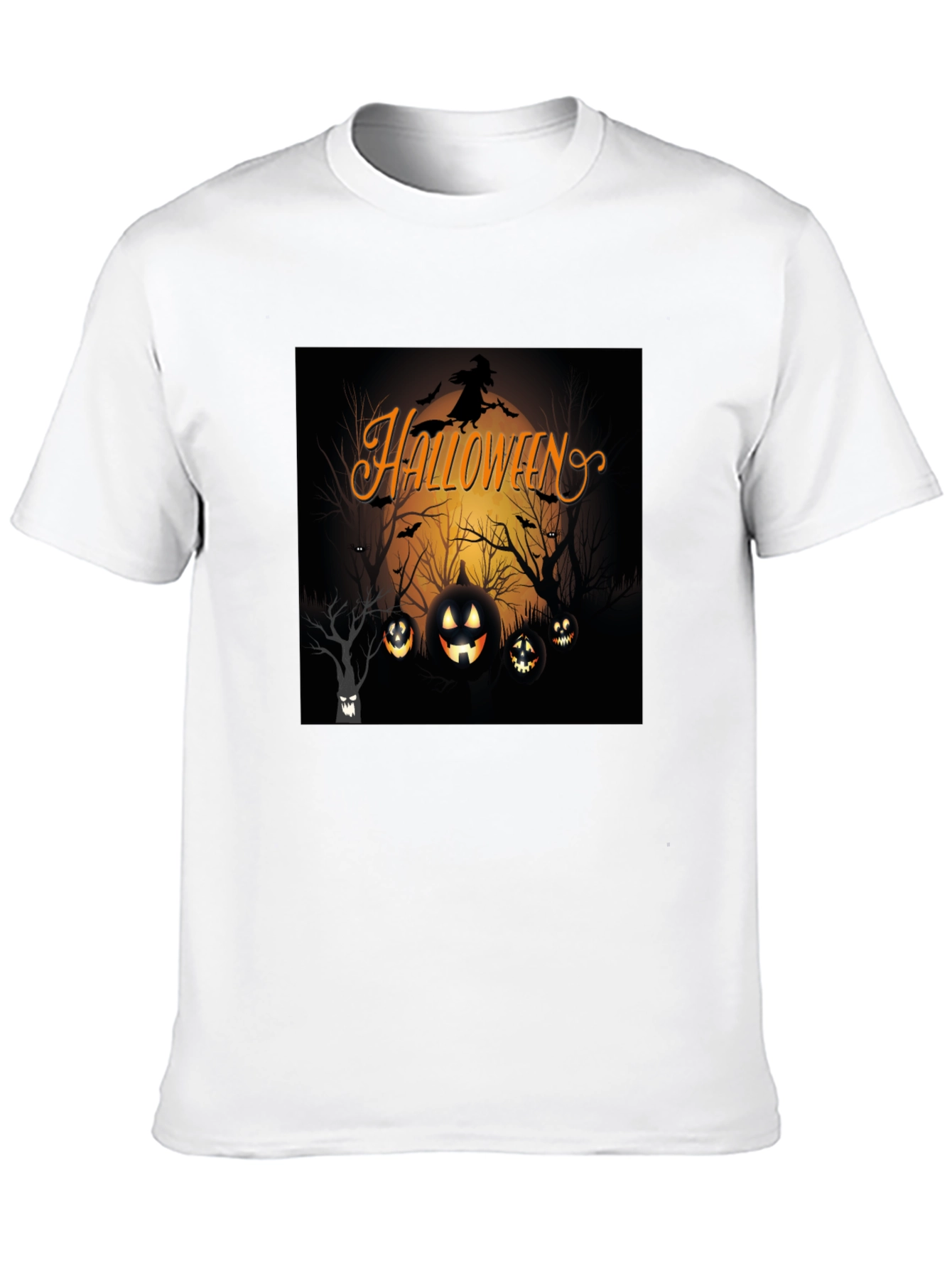 Halloween Witch and Pumpkins Black T-Shirt