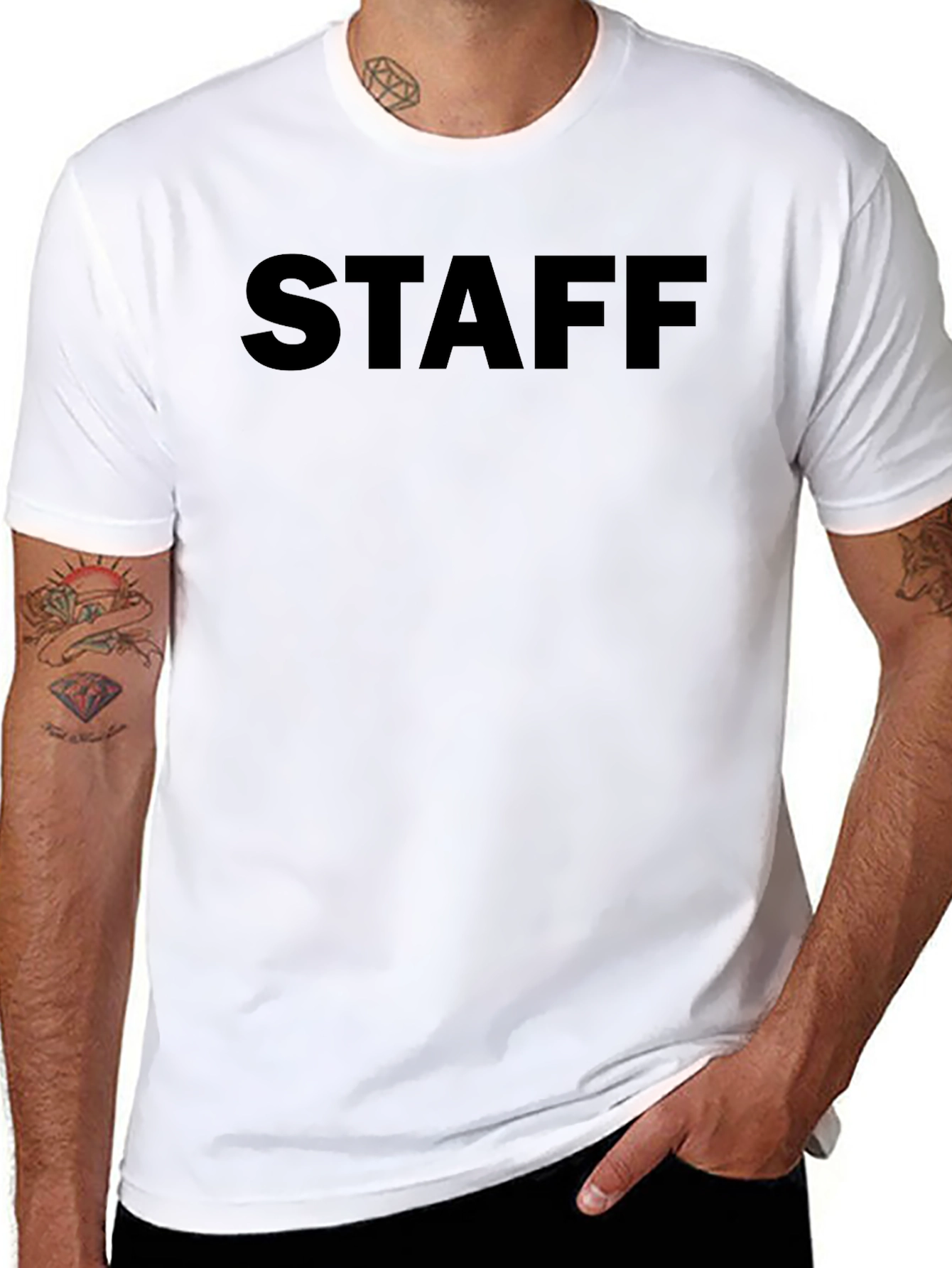 Staff T-Shirt Black Crew Neck Cotton Blend