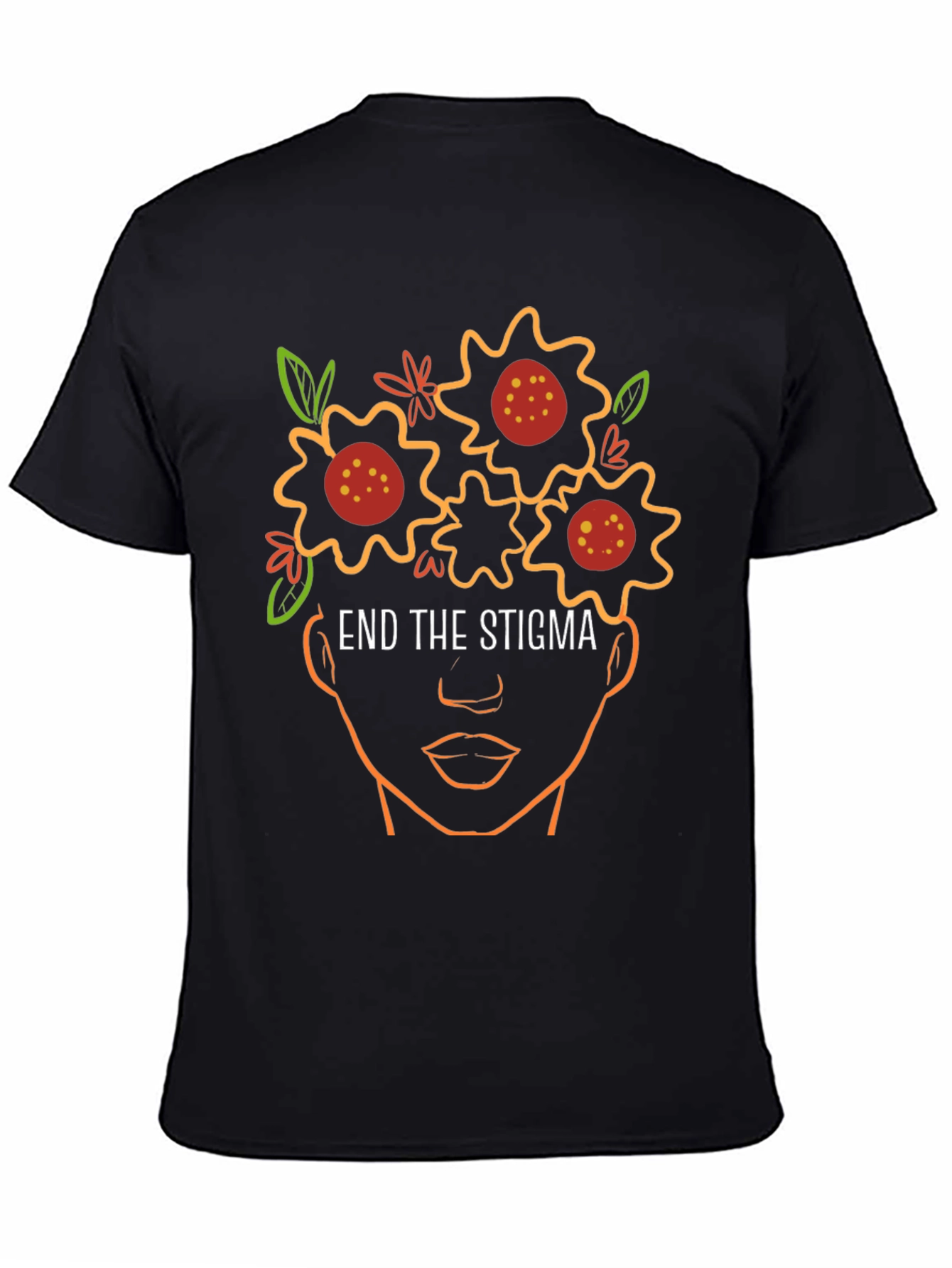 End The Stigma Floral Outline T-Shirt