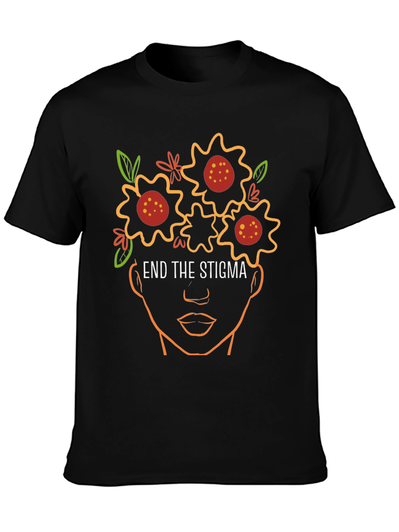 End The Stigma Floral Outline T-Shirt