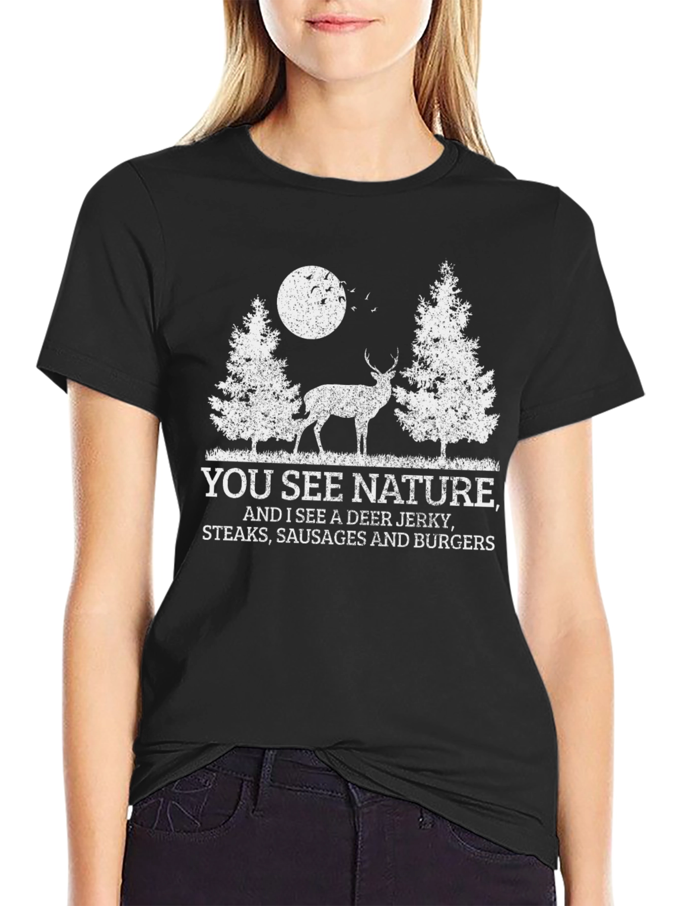 Funny Hunting T-Shirt - Deer Jerky Steaks Sausages Burgers
