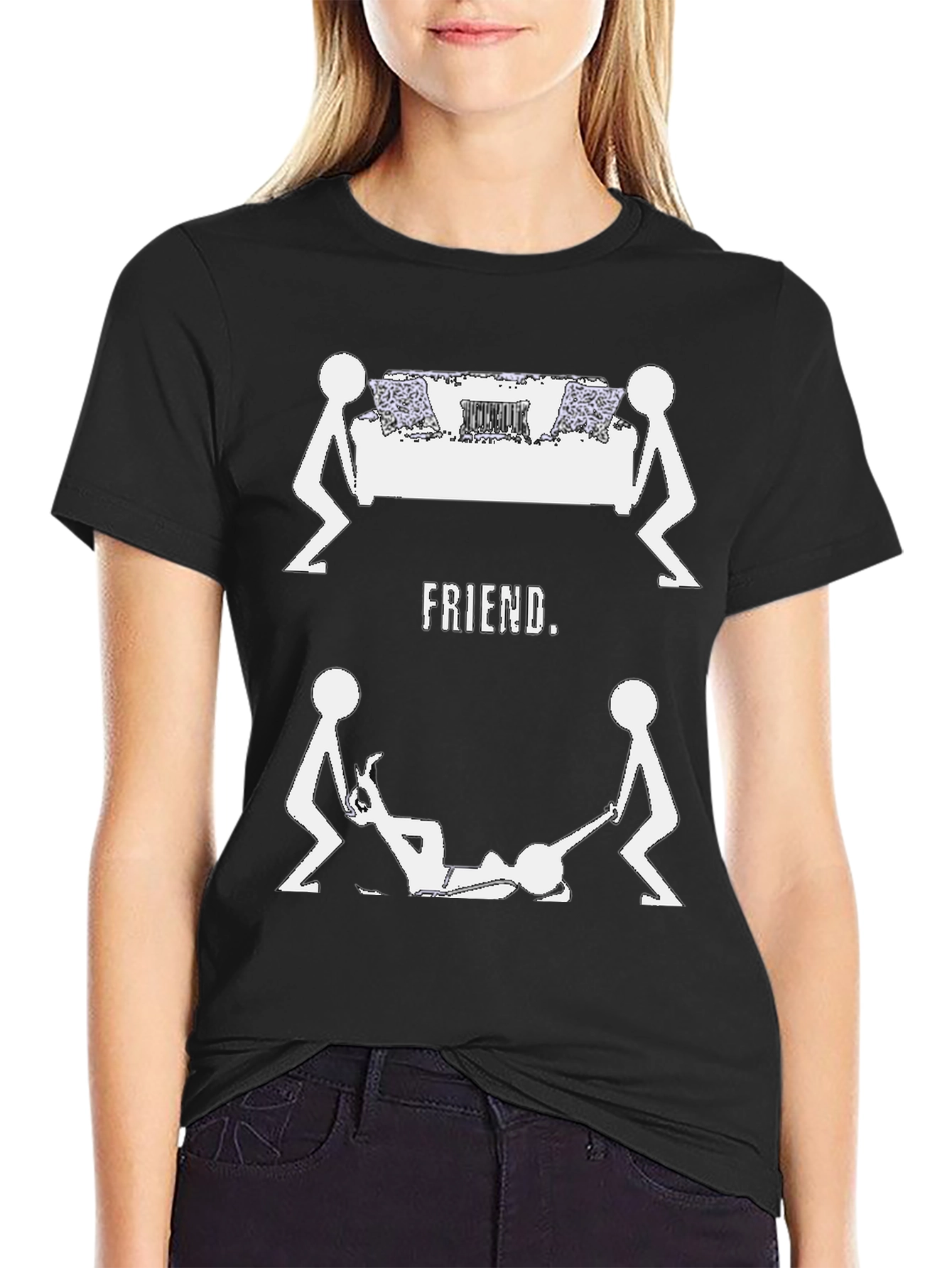 Funny FRIEND. Graphic Tee - Black Cotton