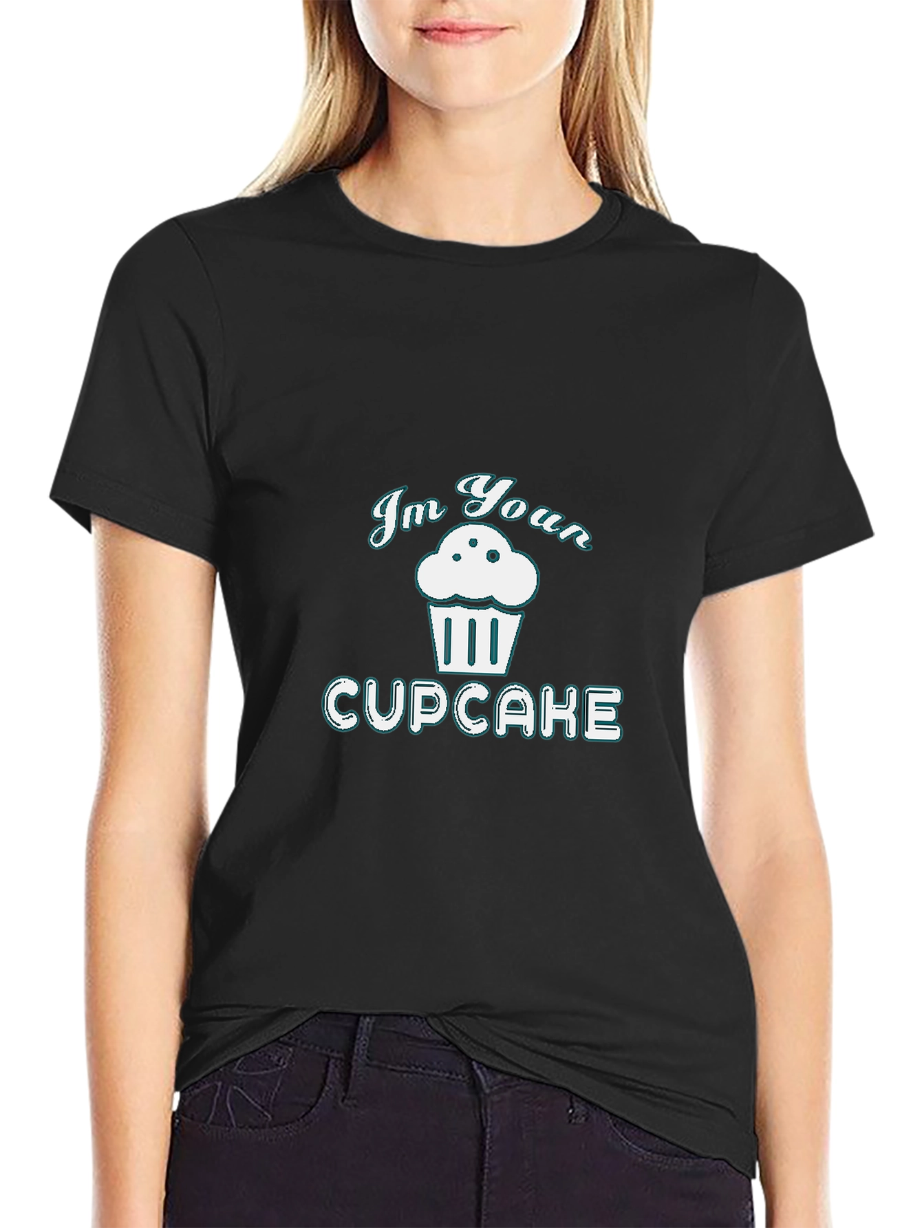 Im Your Cupcake Graphic Tee - Black Cotton T-Shirt
