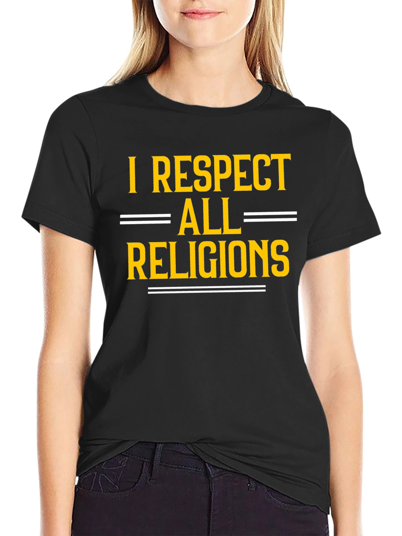 I Respect All Religions Black T-Shirt