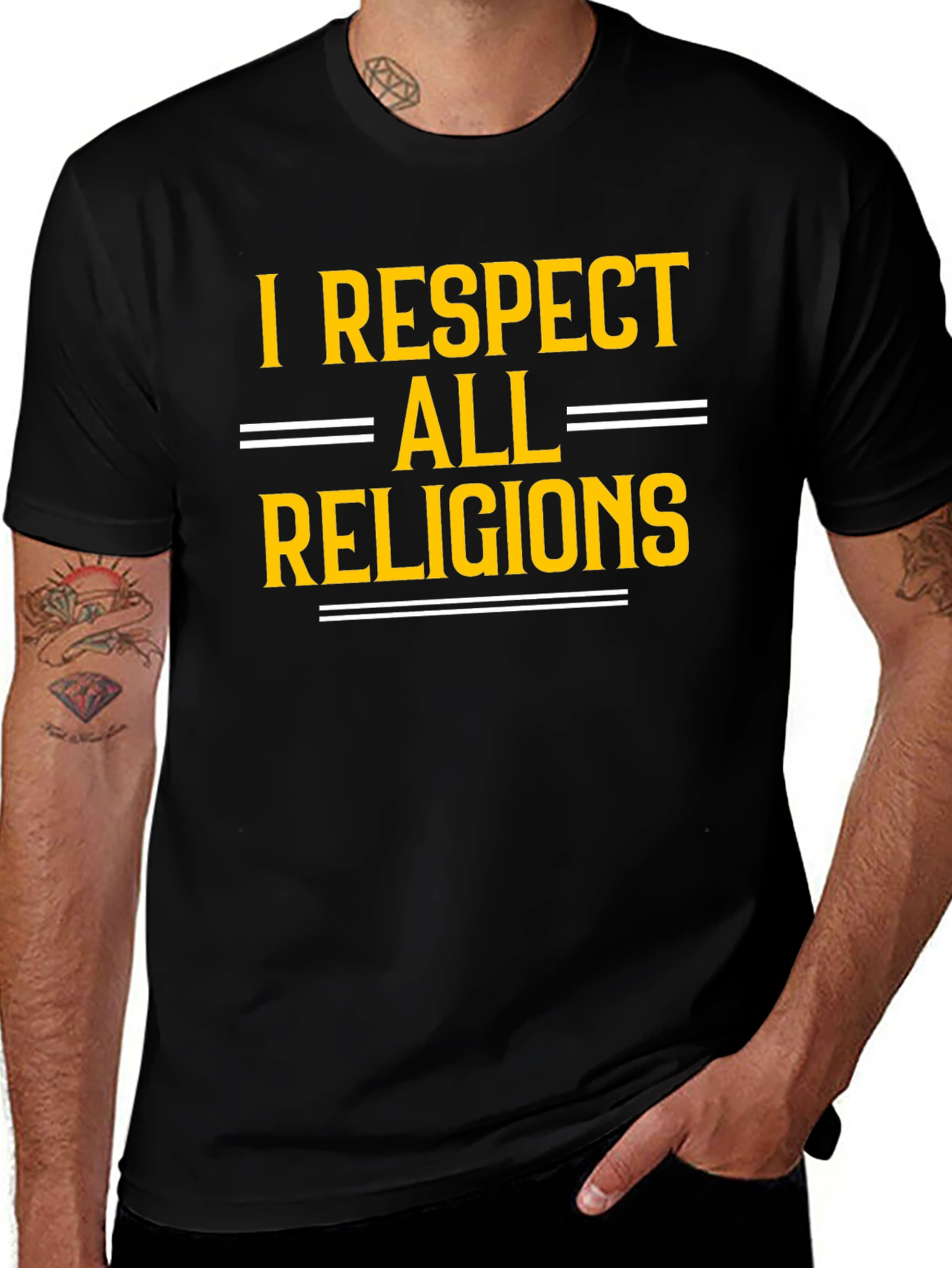 I Respect All Religions Black T-Shirt