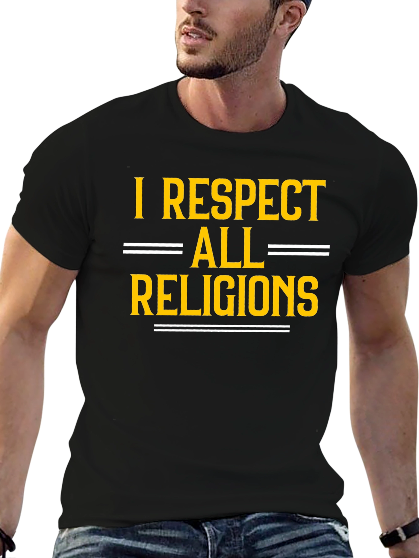 I Respect All Religions Black T-Shirt