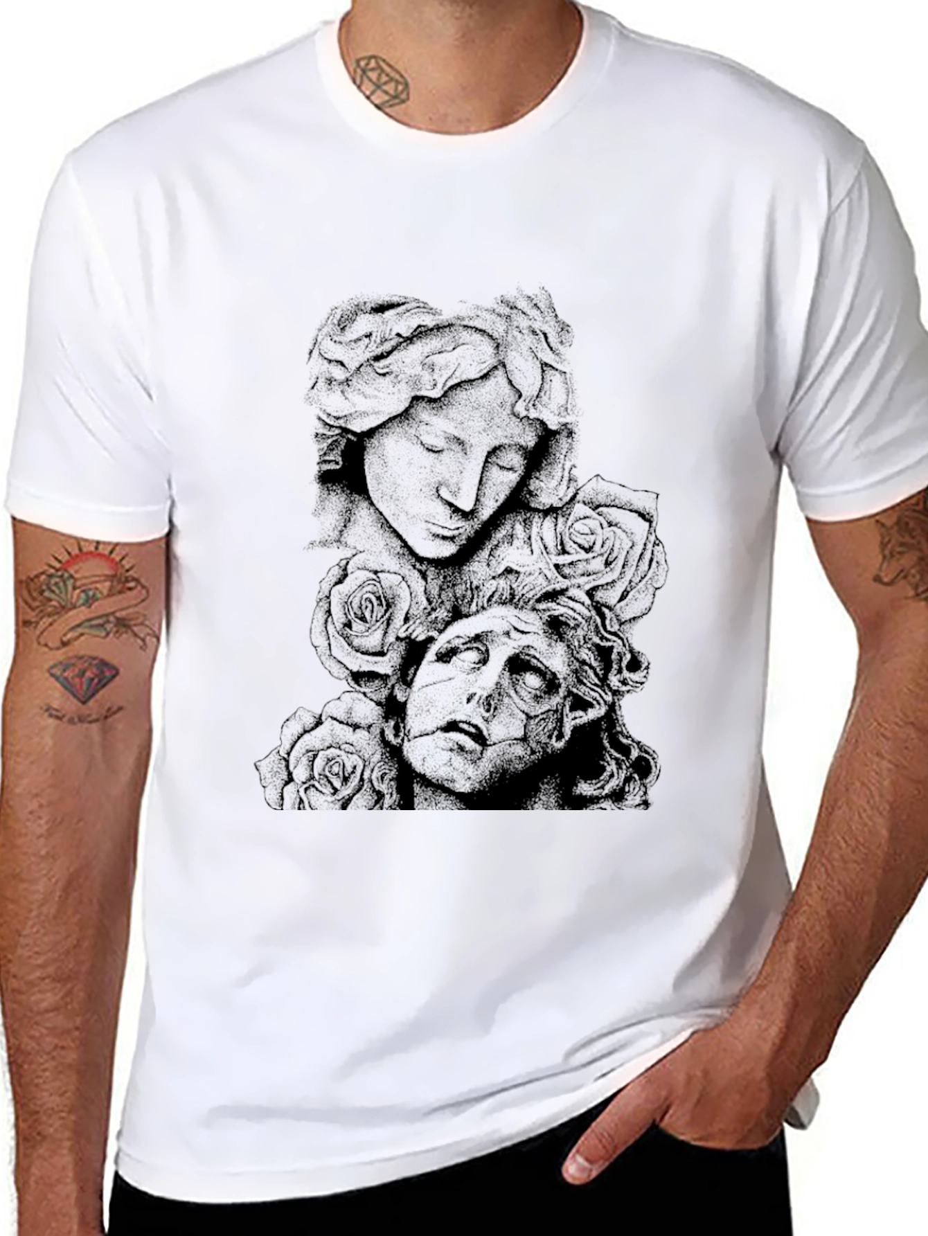 Gothic Sculpture Graphic Tee - Black