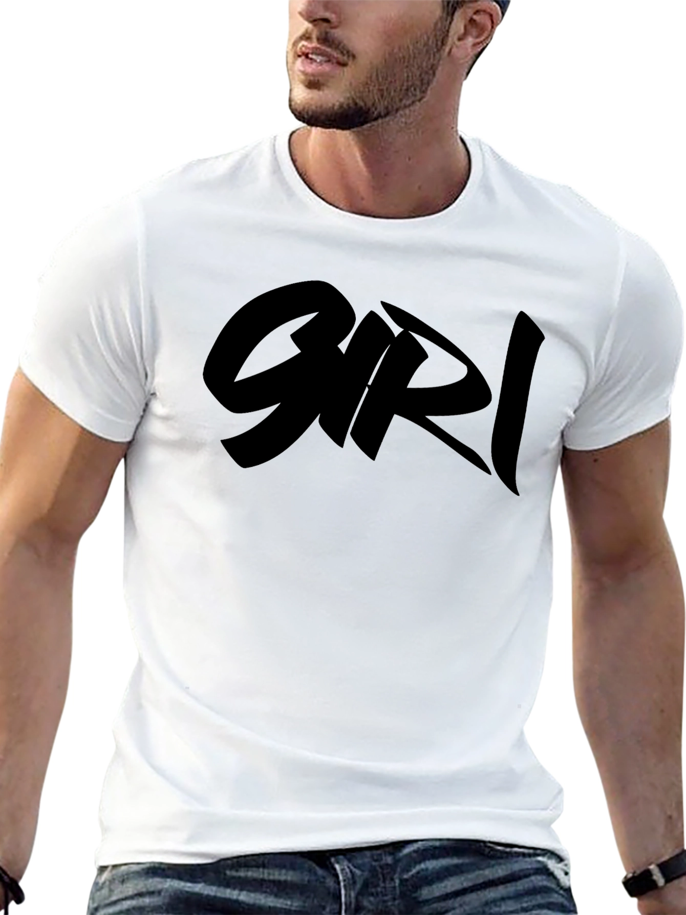 Black Graphic Tee Shirt with Bold Girl Text