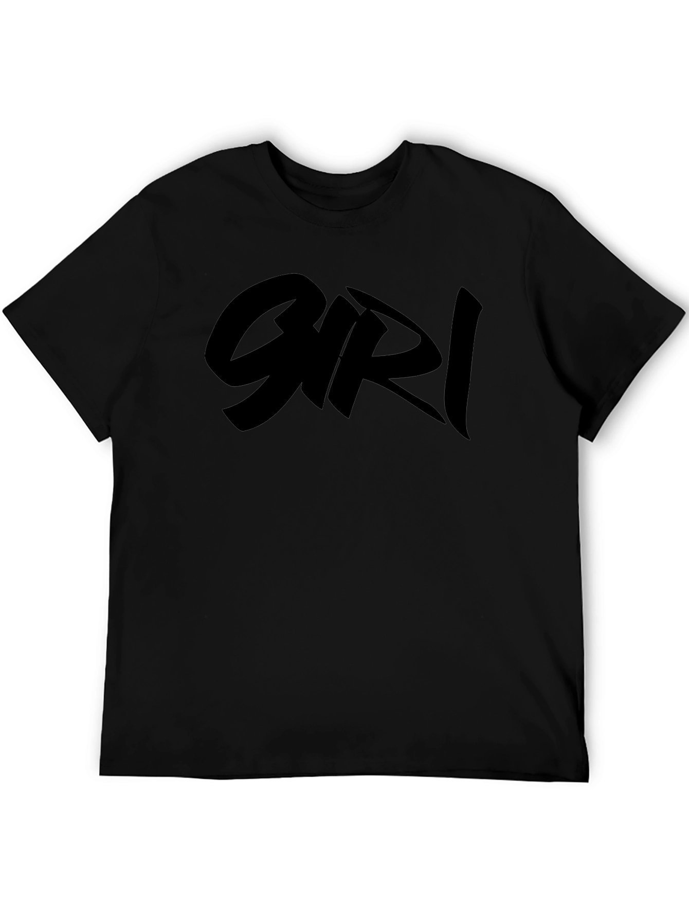 Black Graphic Tee Shirt with Bold Girl Text