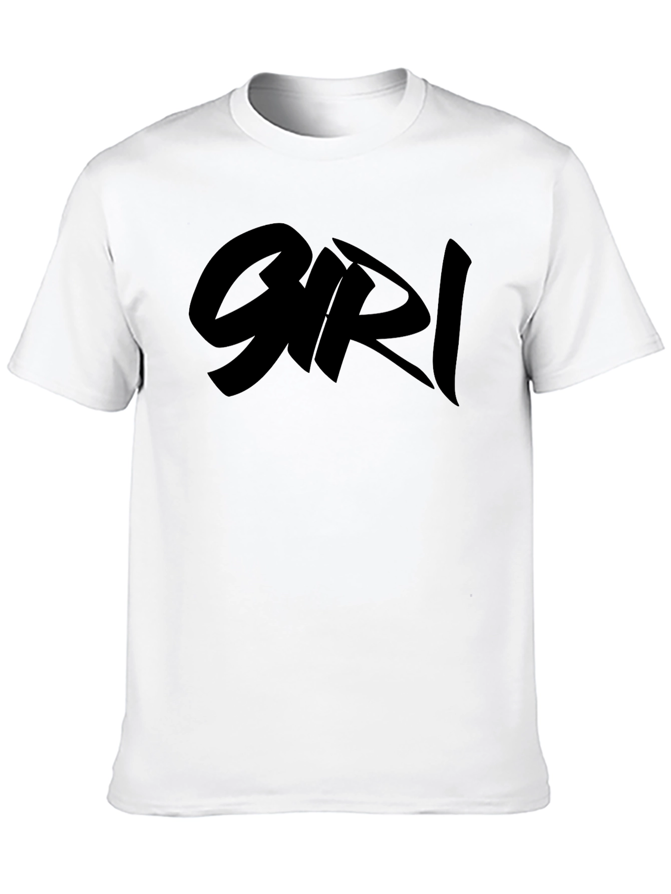 Black Graphic Tee Shirt with Bold Girl Text