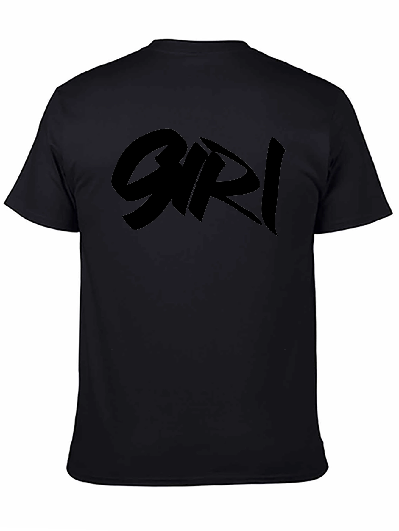 Black Graphic Tee Shirt with Bold Girl Text