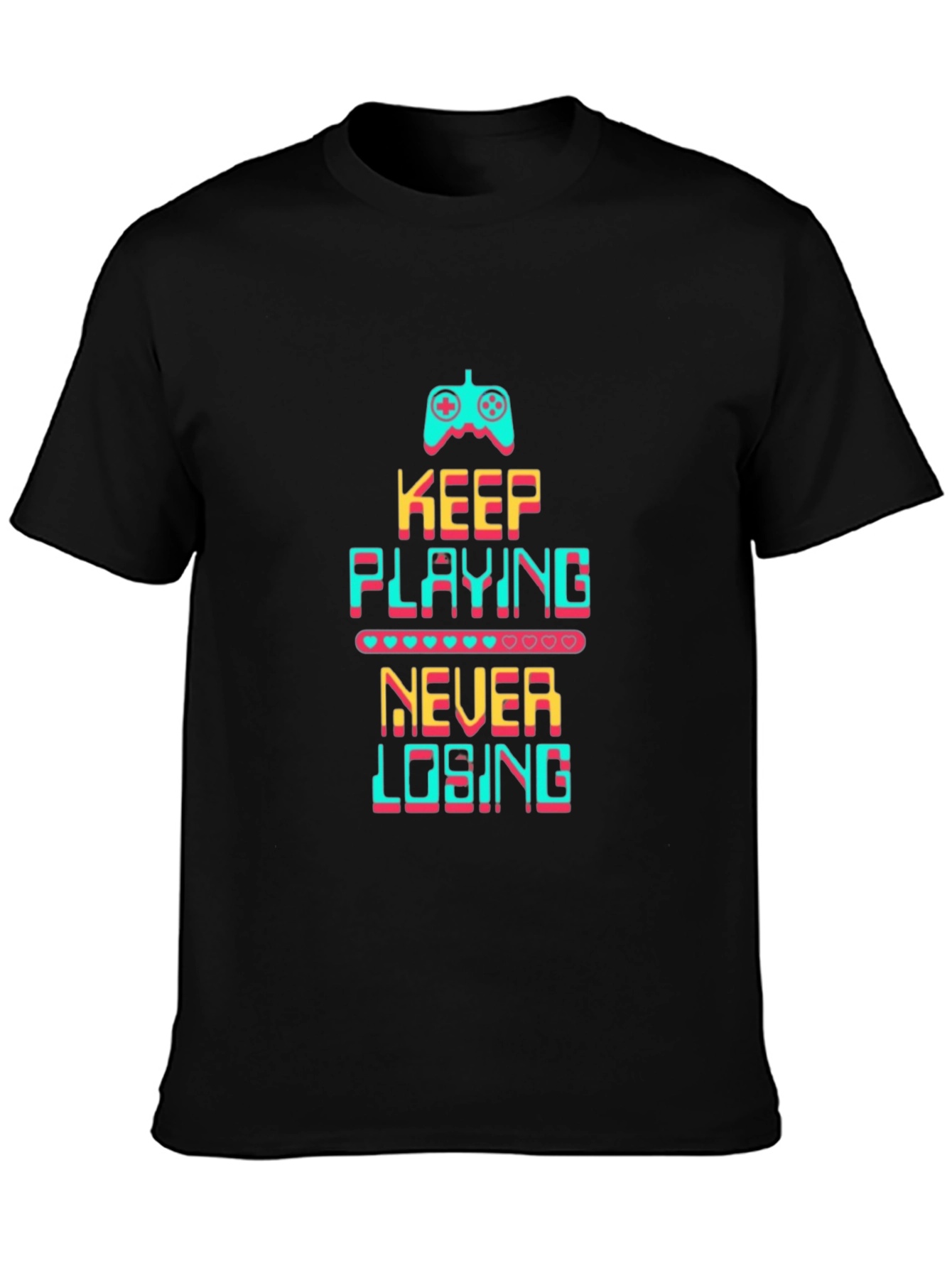 Keep Playing Never Losing Black T-Shirt