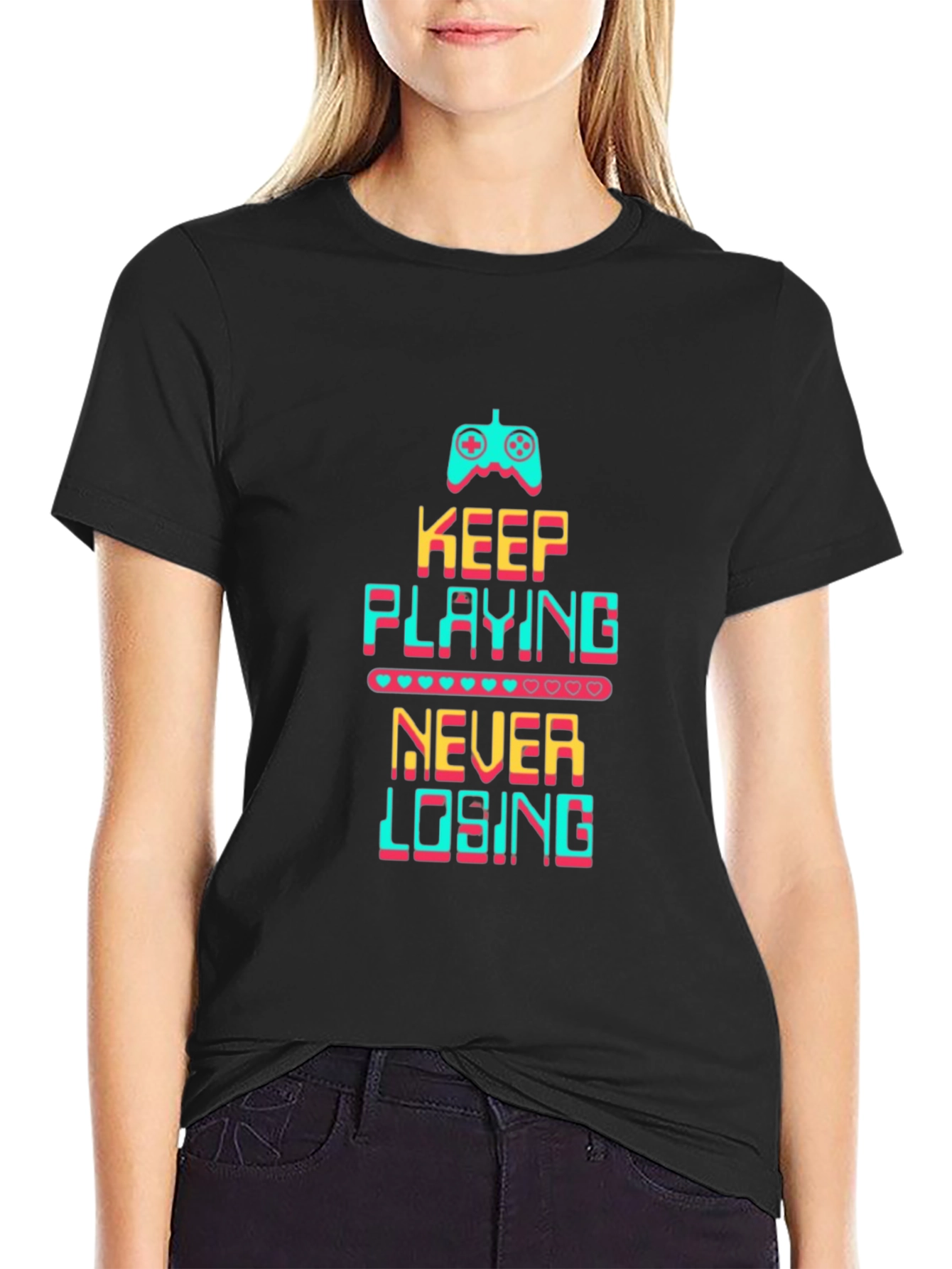 Keep Playing Never Losing Black T-Shirt