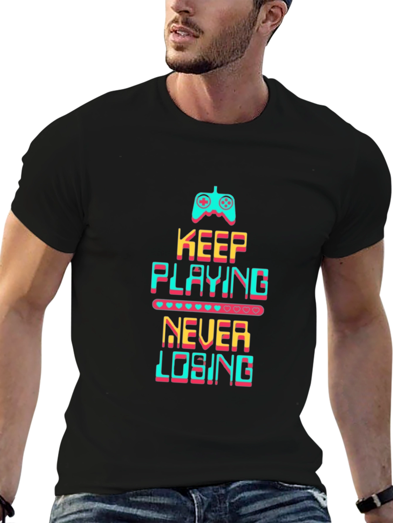 Keep Playing Never Losing Black T-Shirt