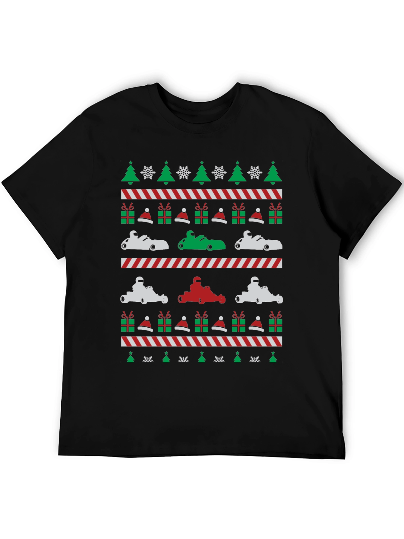 Kart Racing Christmas Pattern T-Shirt