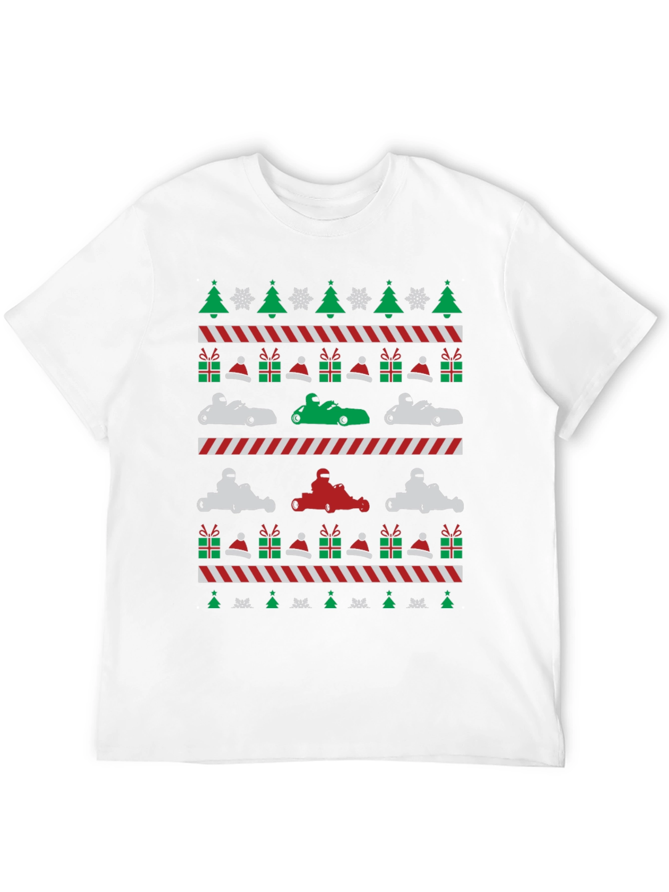 Kart Racing Christmas Pattern T-Shirt