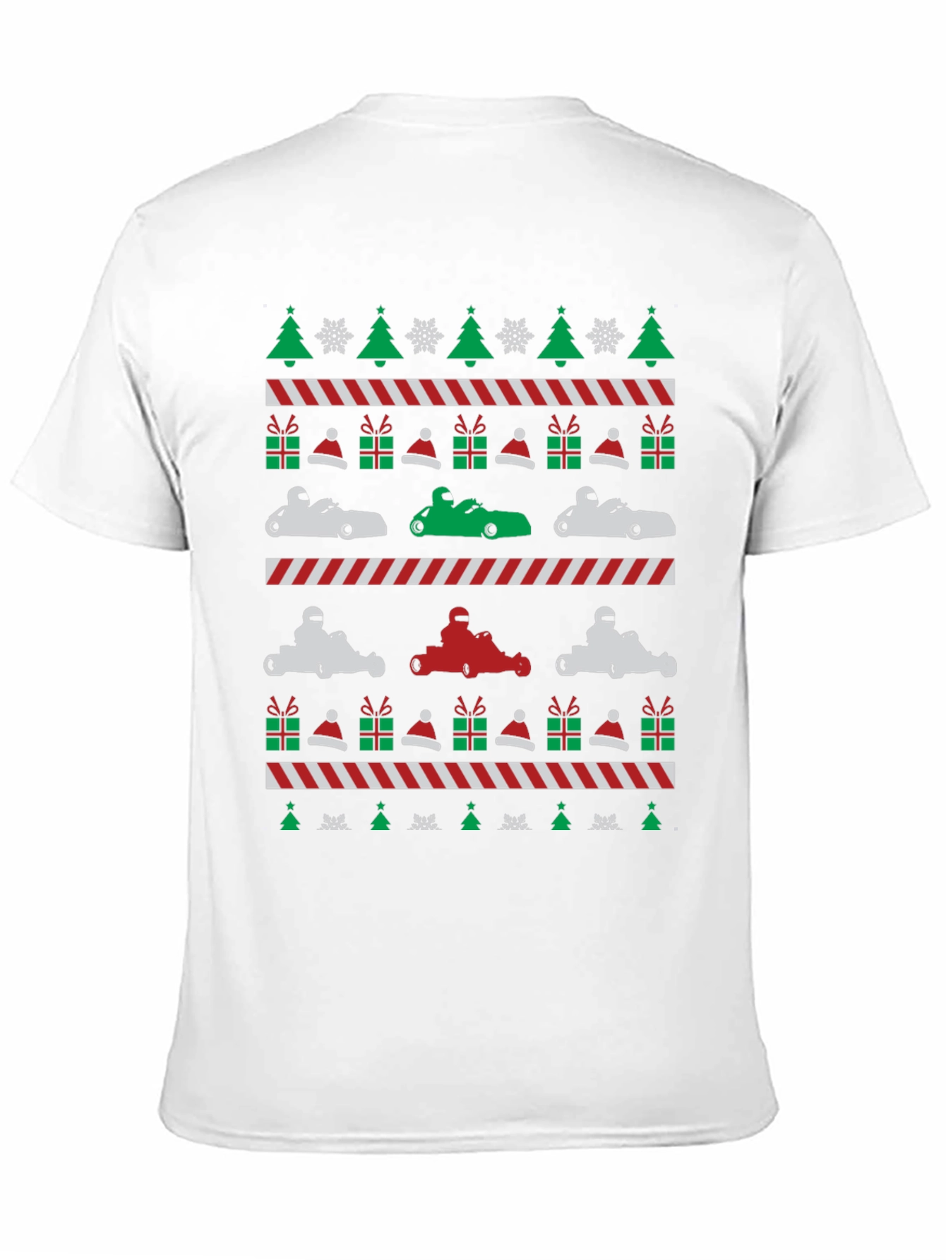 Kart Racing Christmas Pattern T-Shirt