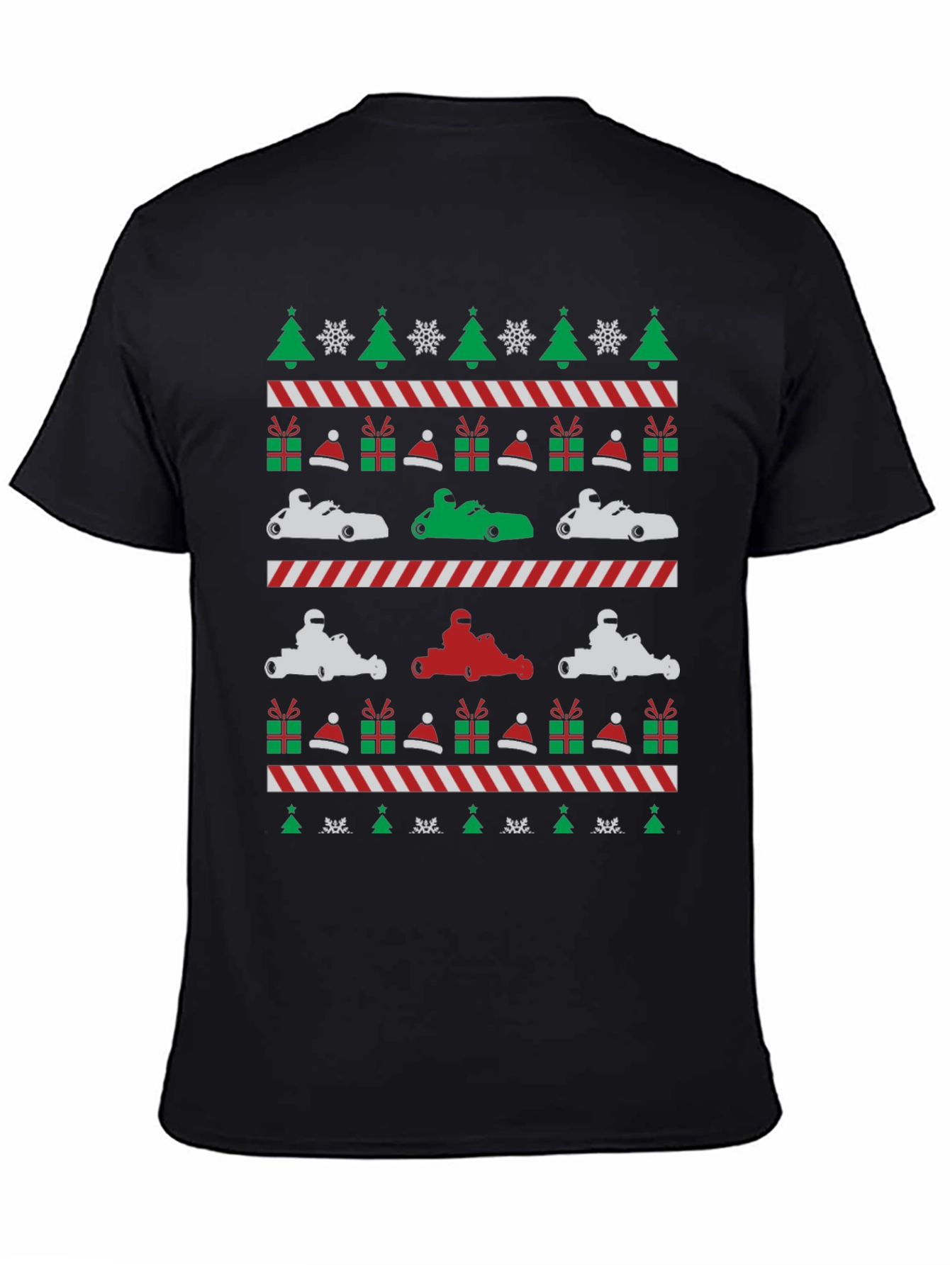 Kart Racing Christmas Pattern T-Shirt