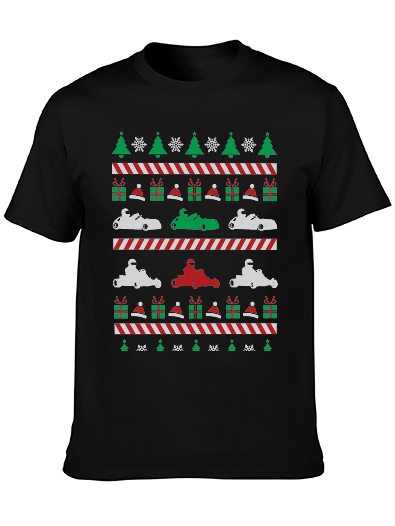 Kart Racing Christmas Pattern T-Shirt