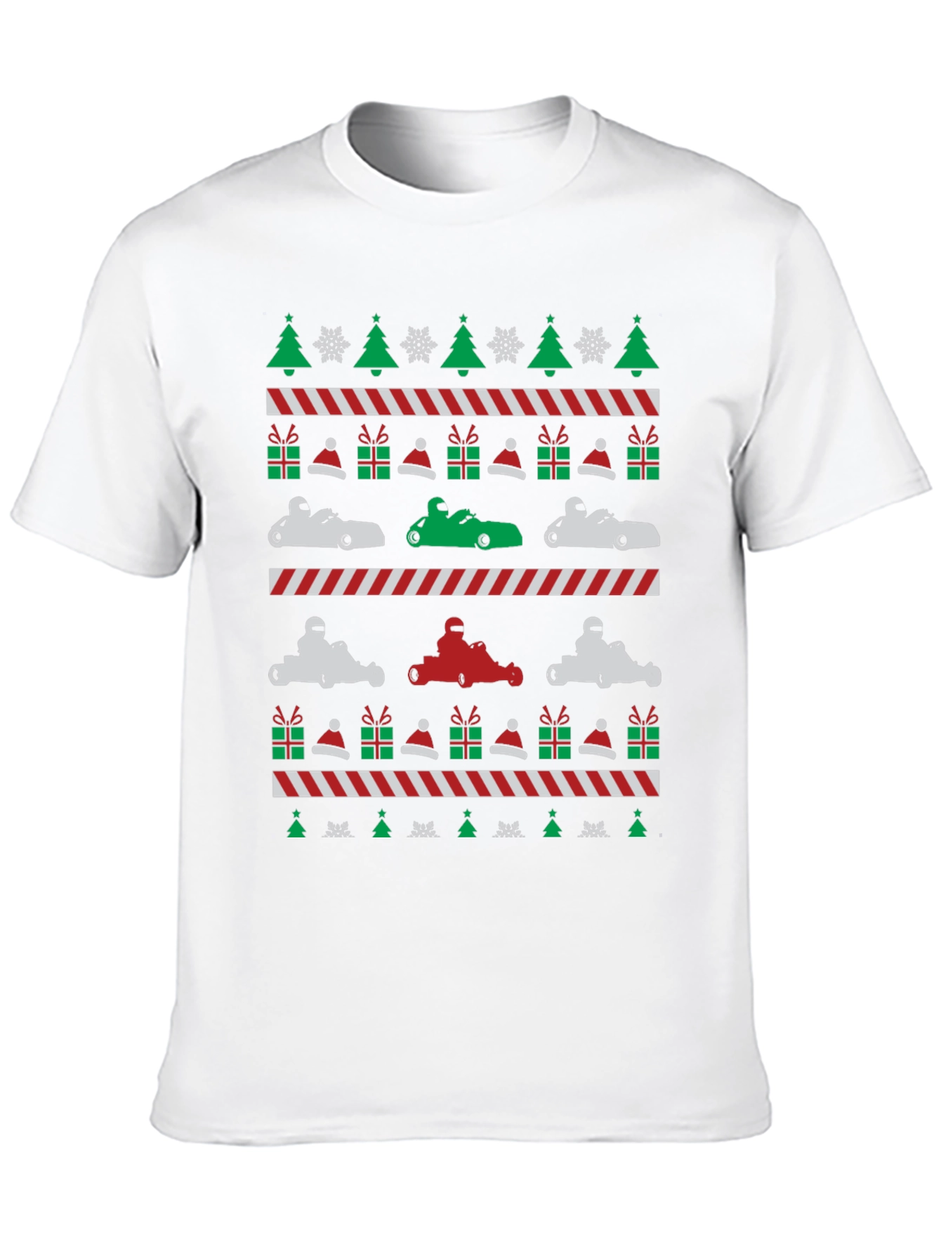 Kart Racing Christmas Pattern T-Shirt