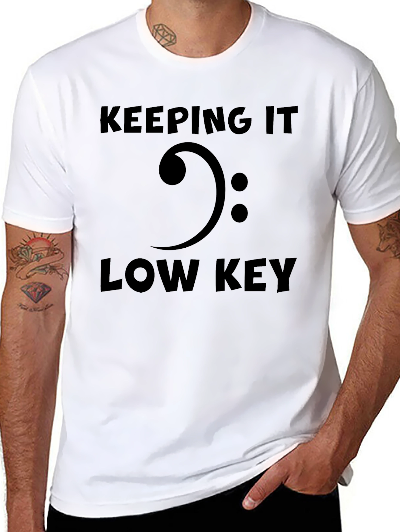 Keeping it Low Key Bass Clef Black Graphic Tee