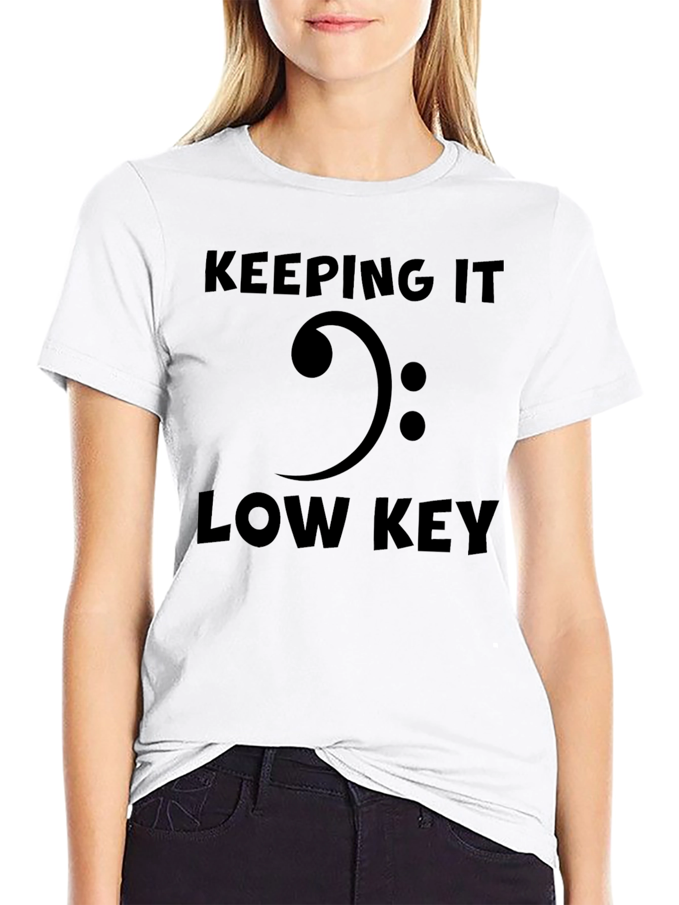 Keeping it Low Key Bass Clef Black Graphic Tee