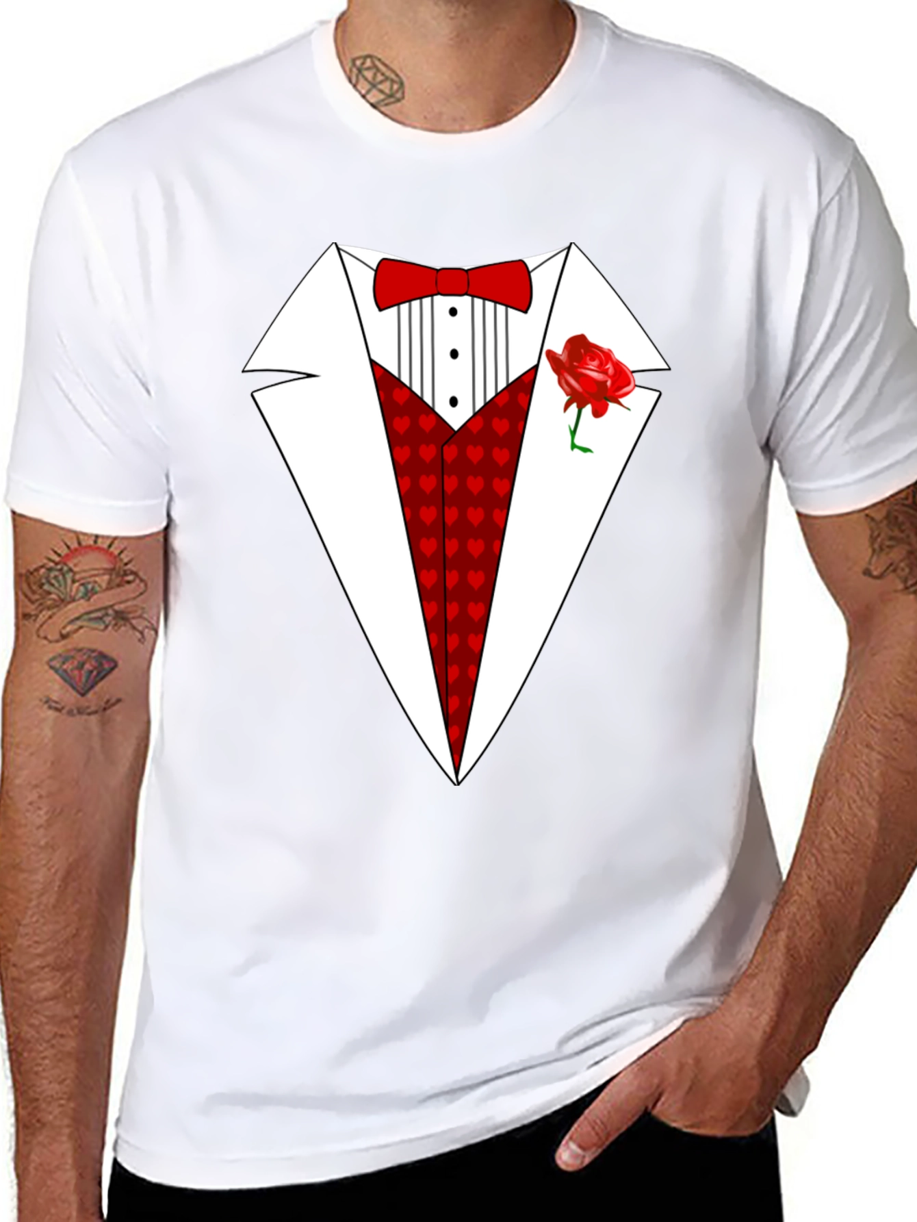 Heart Tuxedo T-Shirt - Valentines Day Ready