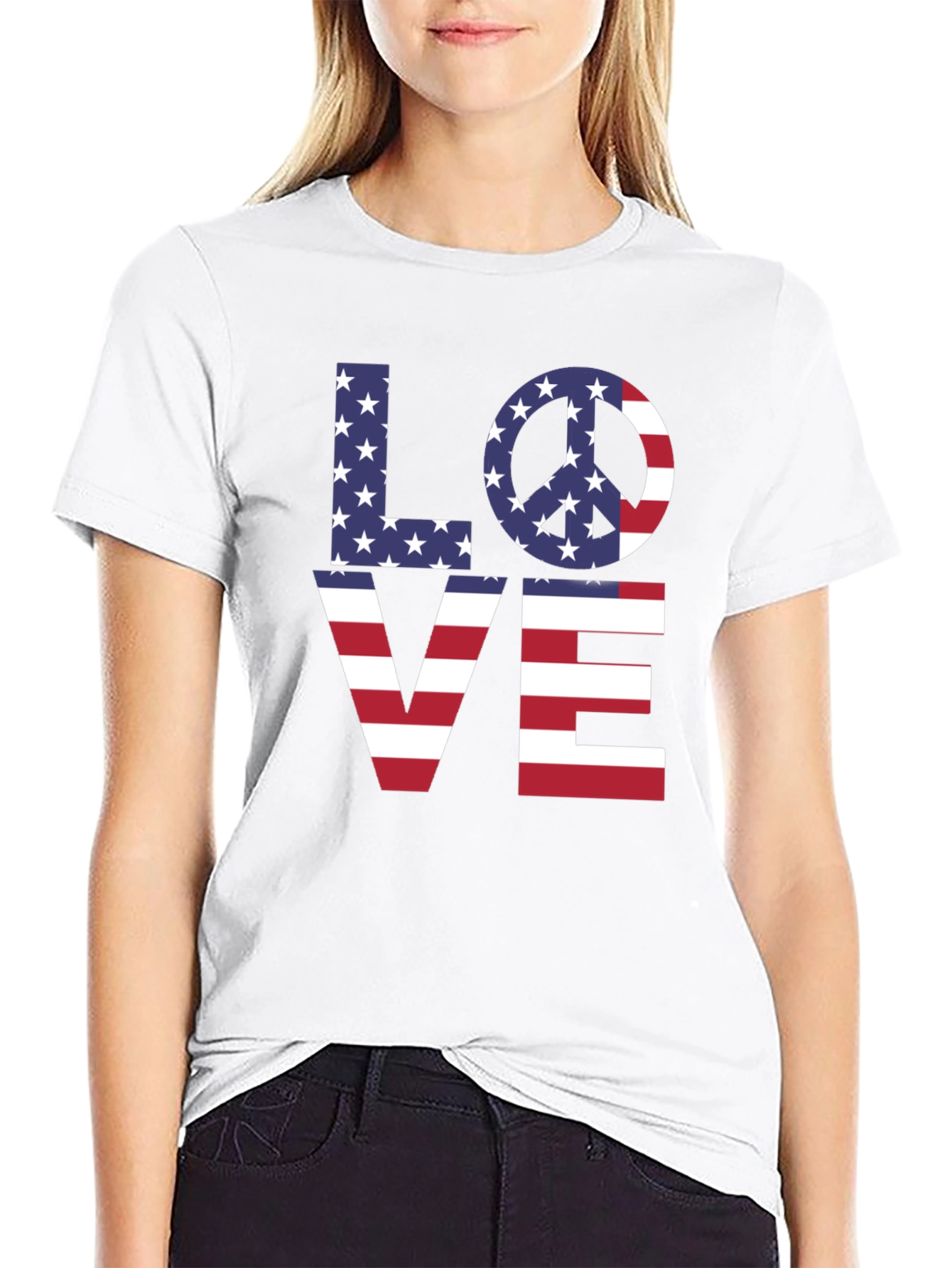Patriotic Love Graphic T-Shirt - USA Pride Tee
