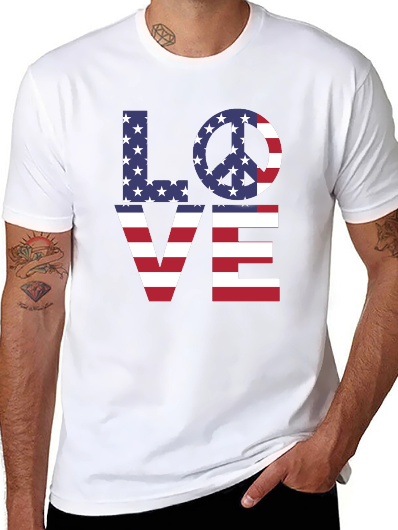 Patriotic Love Graphic T-Shirt - USA Pride Tee