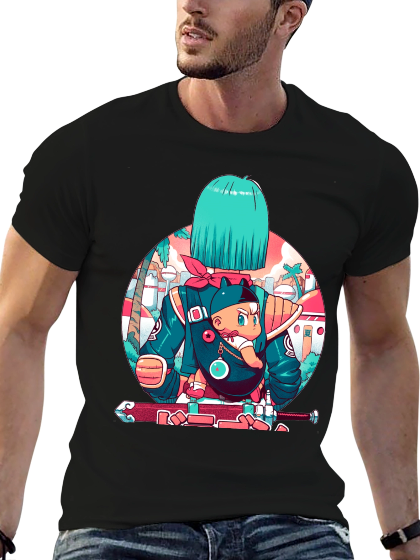 Anime Graphic Black T-Shirt
