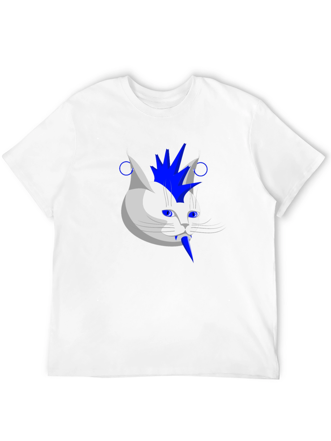 Punk Rock Cat Graphic Tee - Black Cotton T-Shirt
