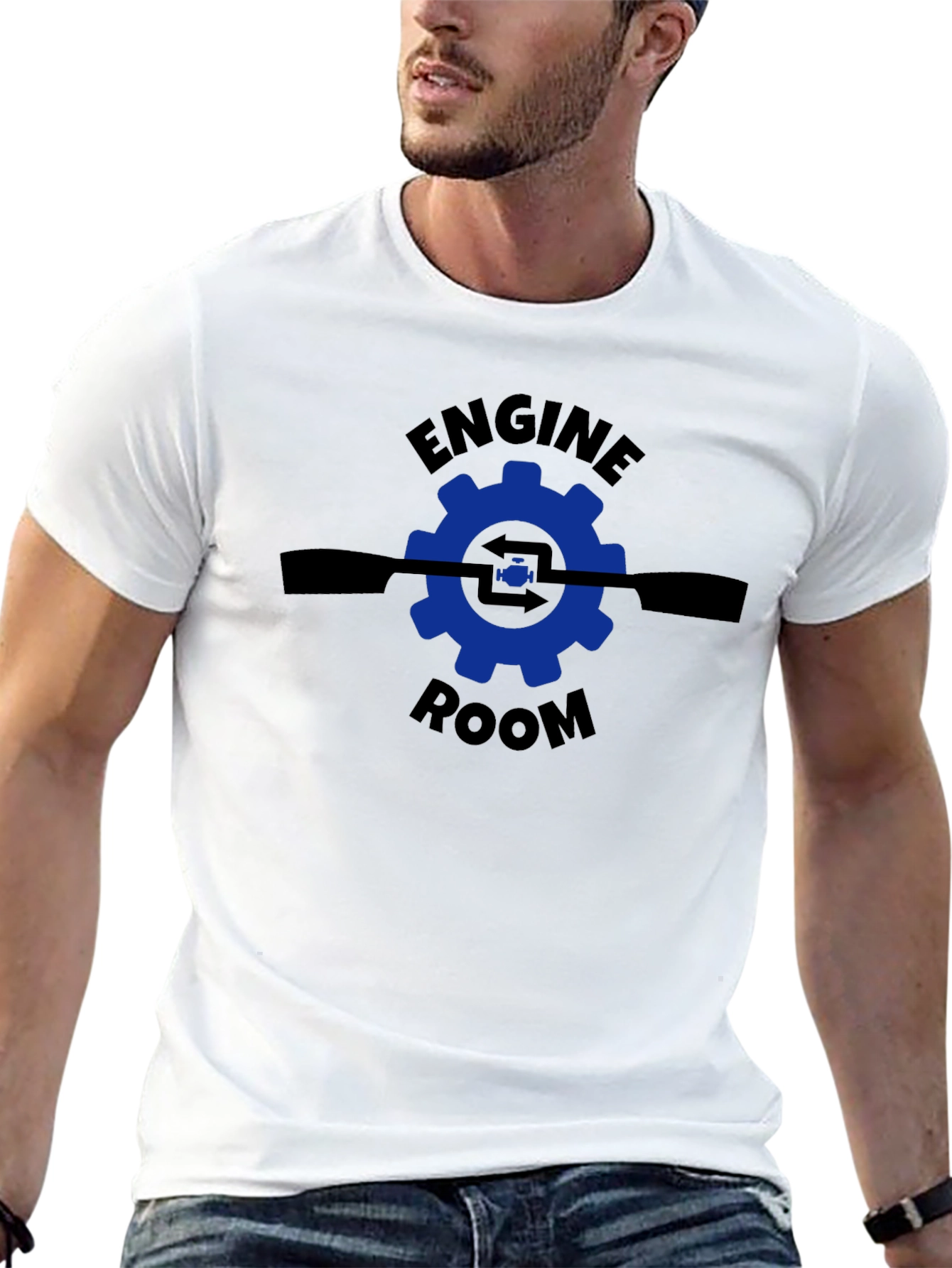 Engine Room Graphic Tee - Black Crew Neck T-Shirt