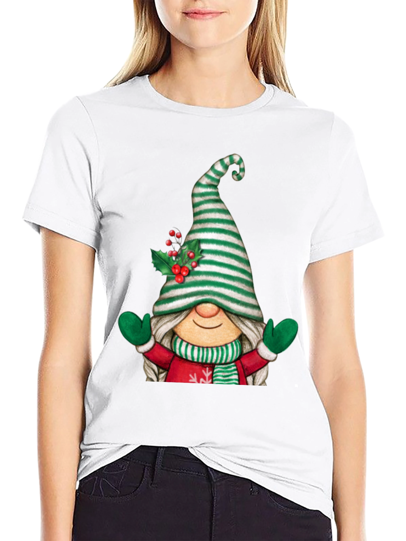 Festive Gnome Graphic Tee - Holiday Style