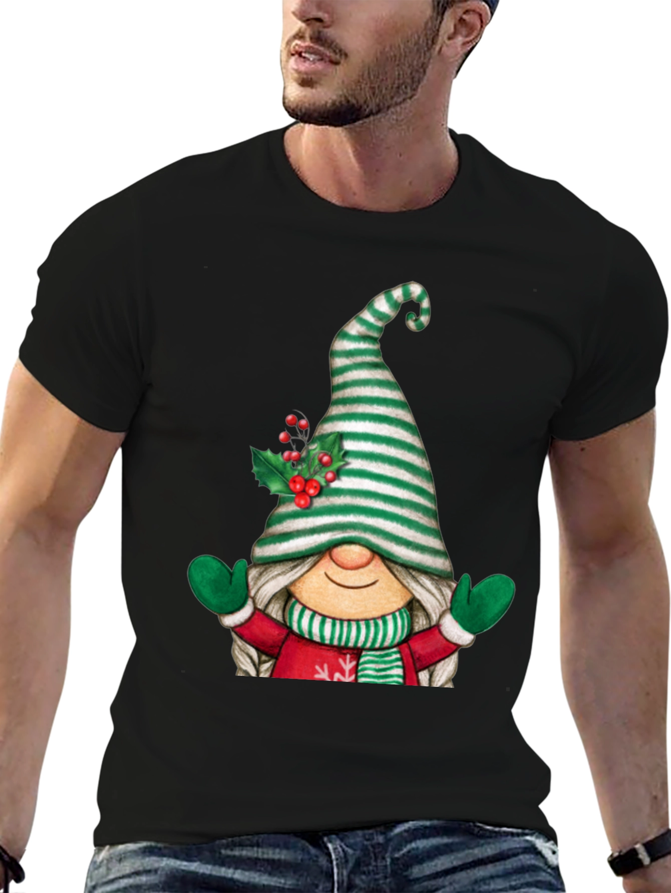 Festive Gnome Graphic Tee - Holiday Style