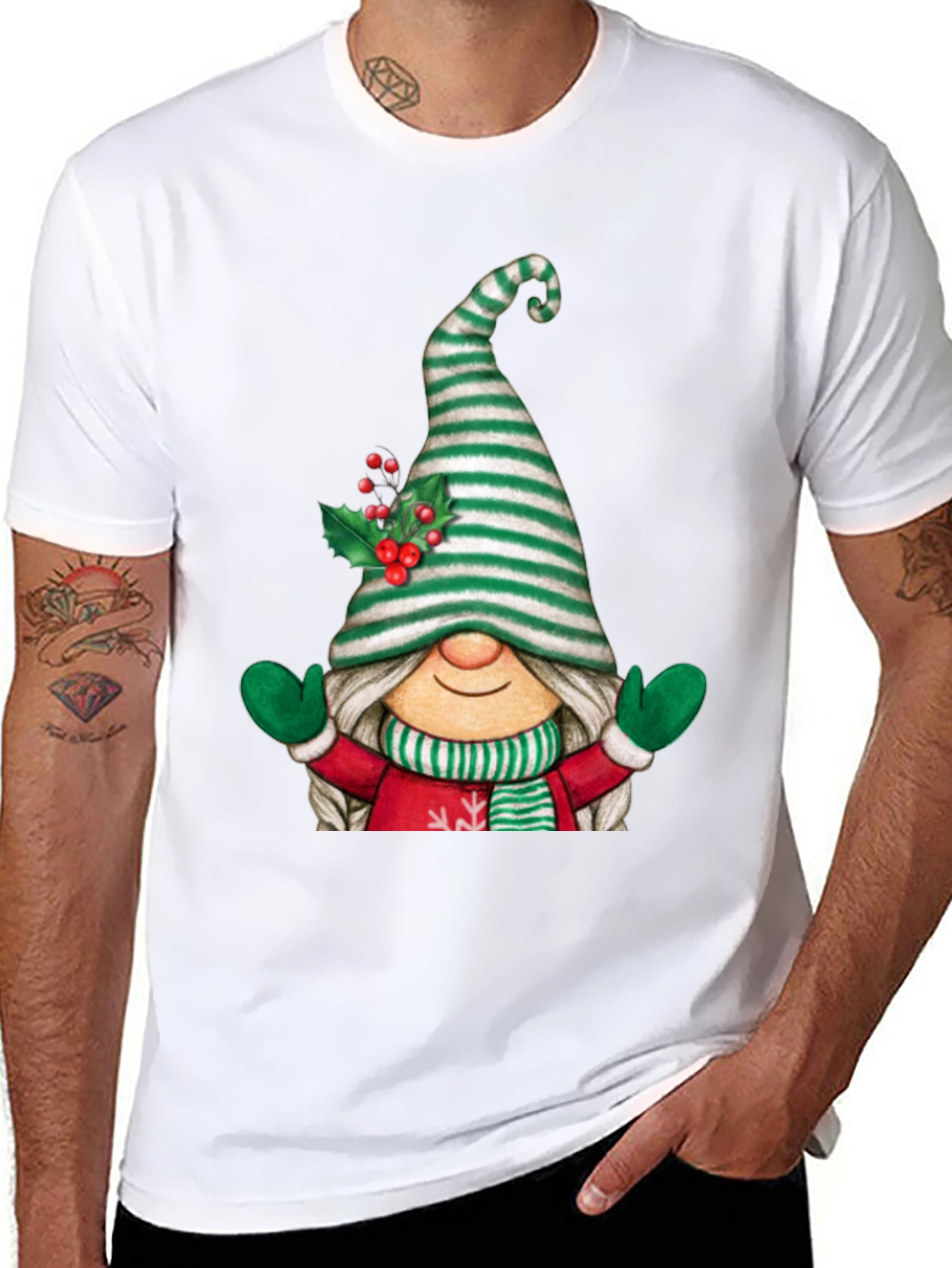 Festive Gnome Graphic Tee - Holiday Style