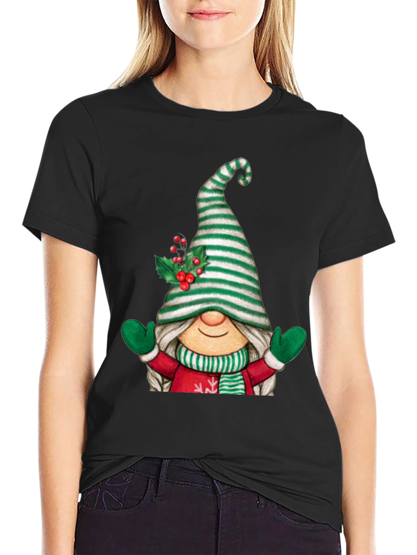Festive Gnome Graphic Tee - Holiday Style