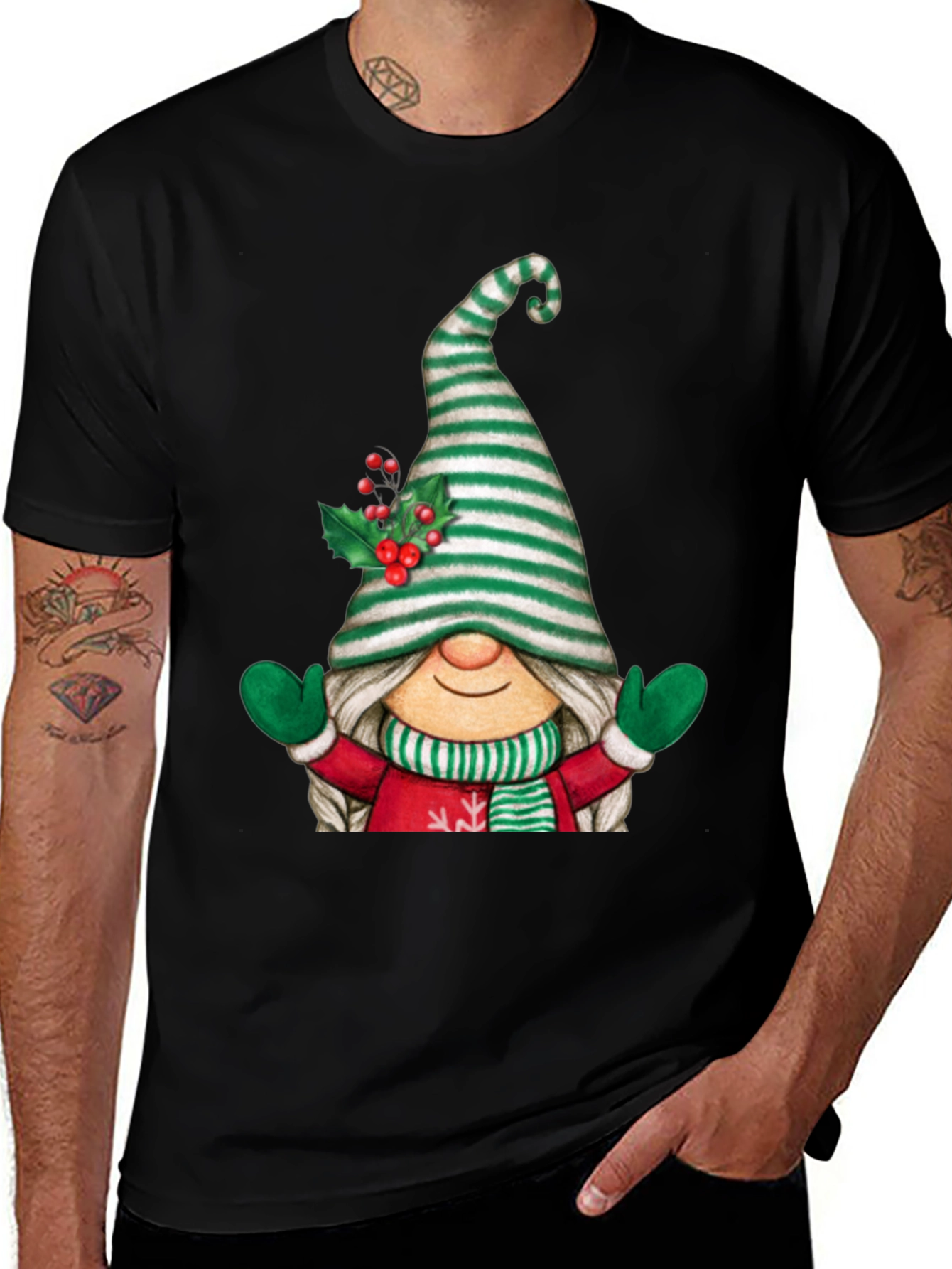 Festive Gnome Graphic Tee - Holiday Style