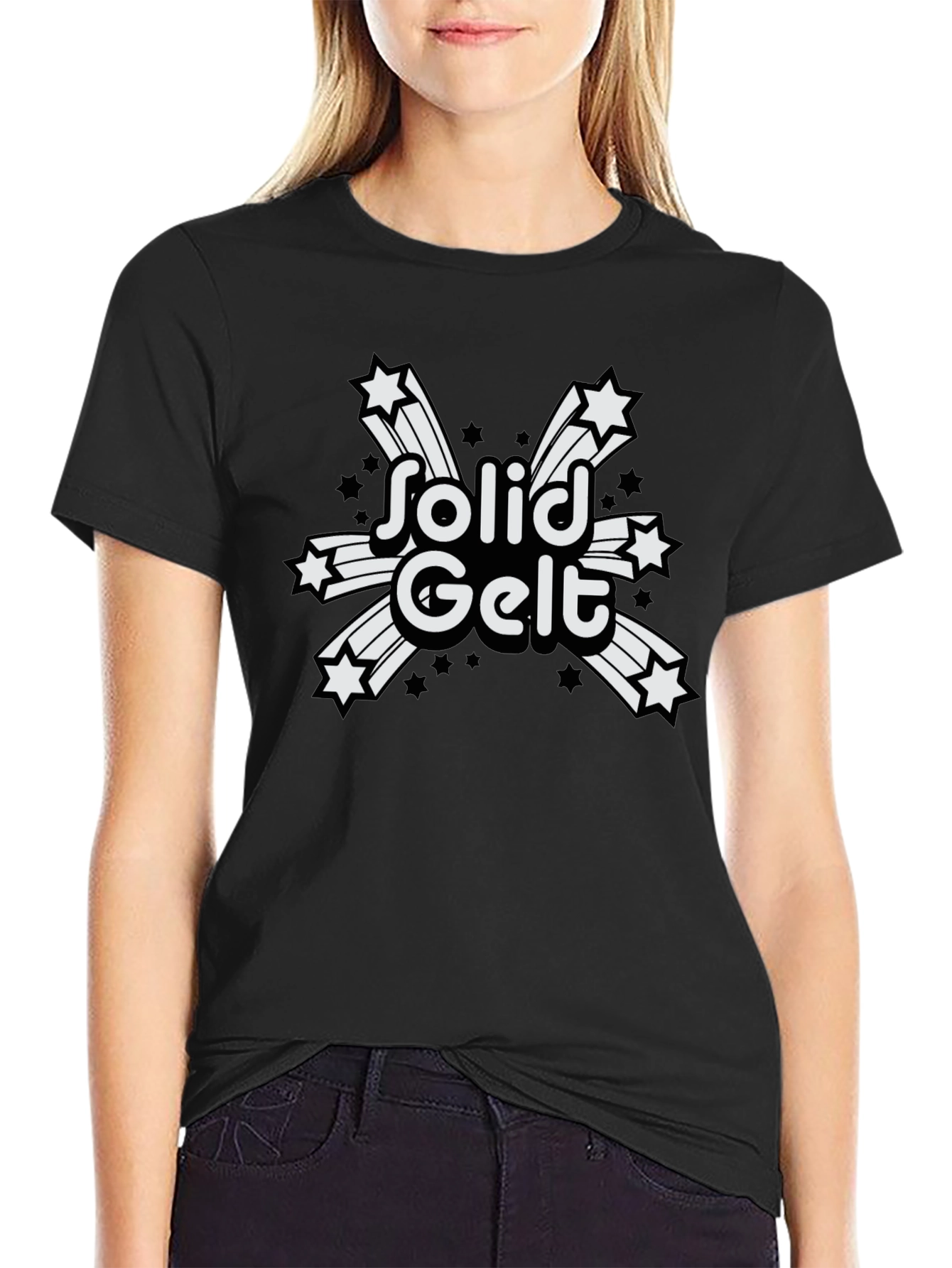 Solid Gelt Graphic Tee - Black Crewneck T-Shirt