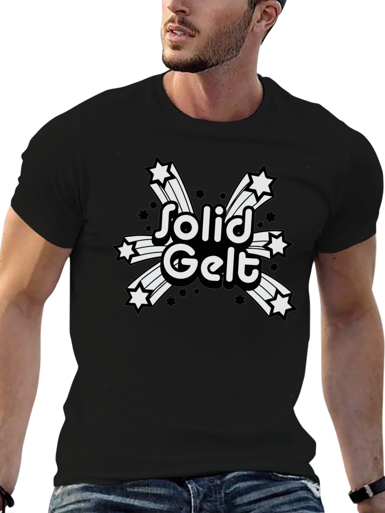 Solid Gelt Graphic Tee - Black Crewneck T-Shirt