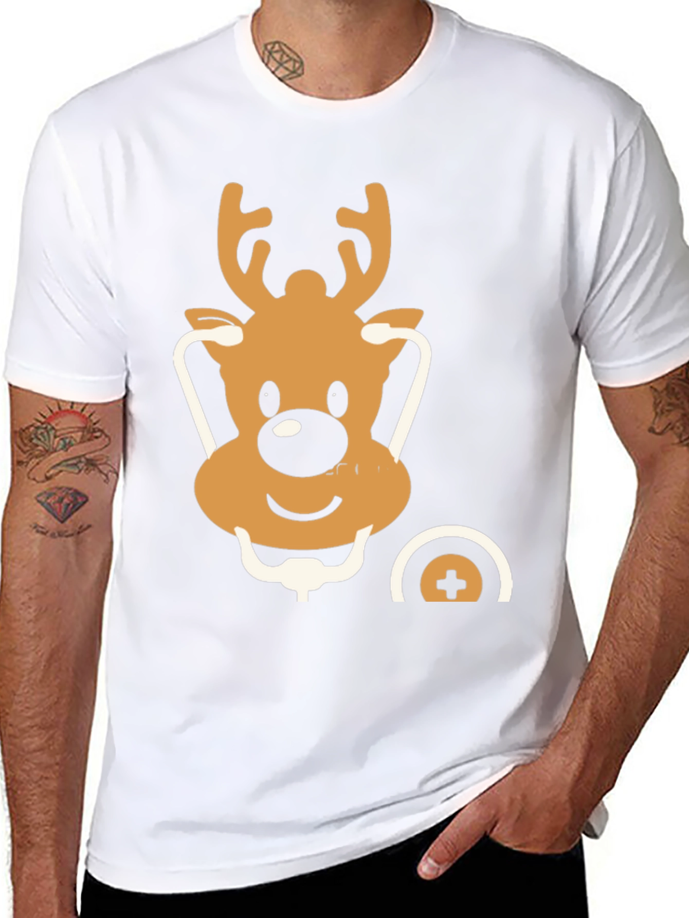 Festive Reindeer Doctor T-Shirt - Holiday Medical Style