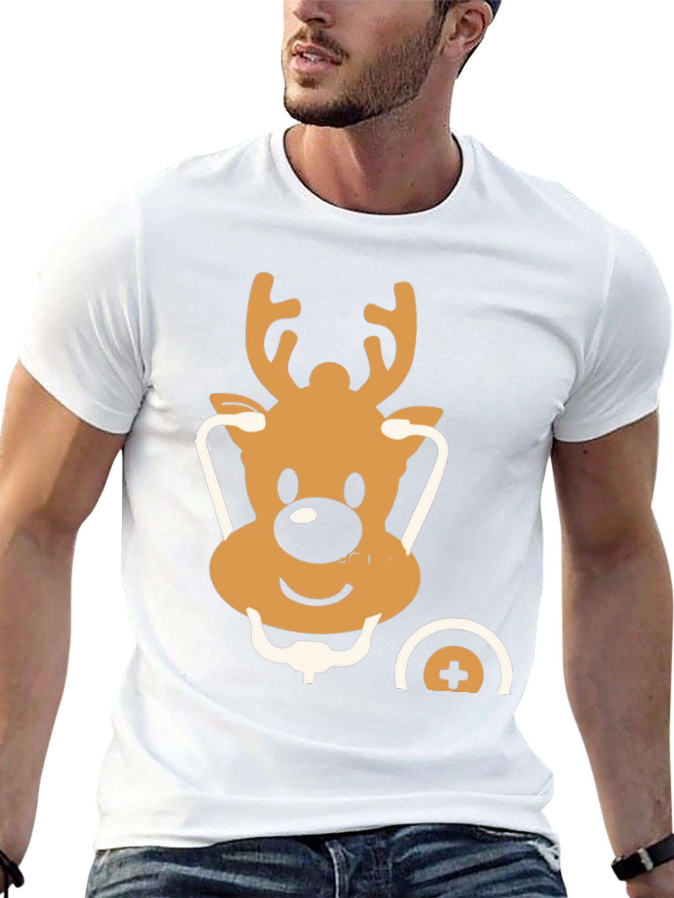 Festive Reindeer Doctor T-Shirt - Holiday Medical Style