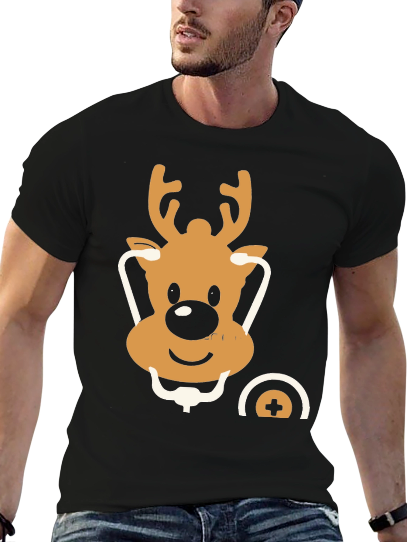 Festive Reindeer Doctor T-Shirt - Holiday Medical Style