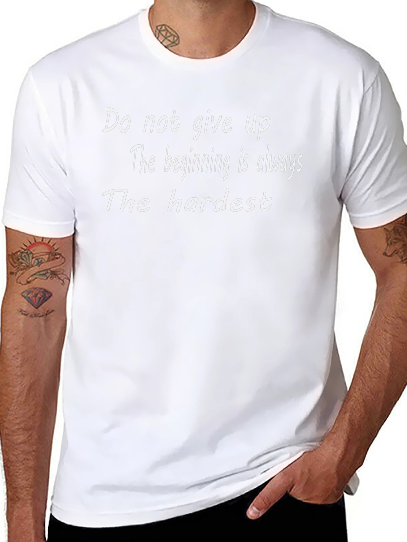 Motivational Black T-Shirt - Never Give Up