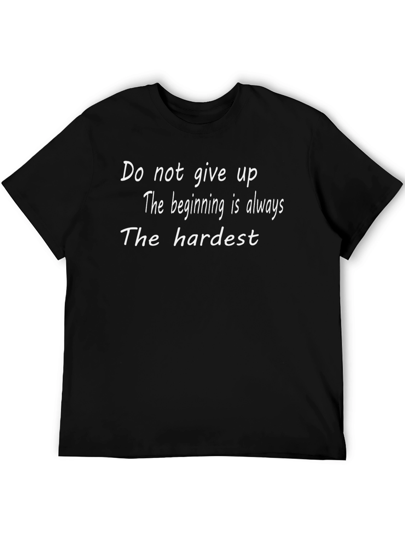 Motivational Black T-Shirt - Never Give Up